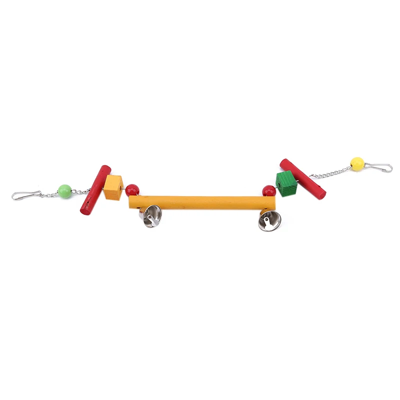 Bird Toys Wooden Ladders Rocking Parrot Swing Colorful Chewing Hanging Rope Bell Decor Toy | Дом и сад