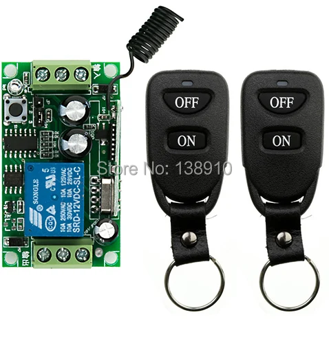

DC12V 1ch10A wireless remote switch wireless light Lamp LED switch 1 Receiver + 2 Transmitter 315/433 Remote ON OFF Controller