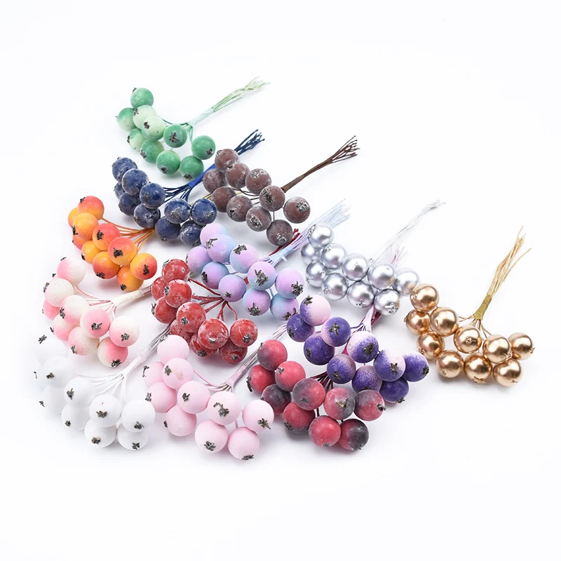 10pcs Christmas decorative flowers wreaths Handmade home decor accessories scrapbooking Cherry diy gifts box artificial plants