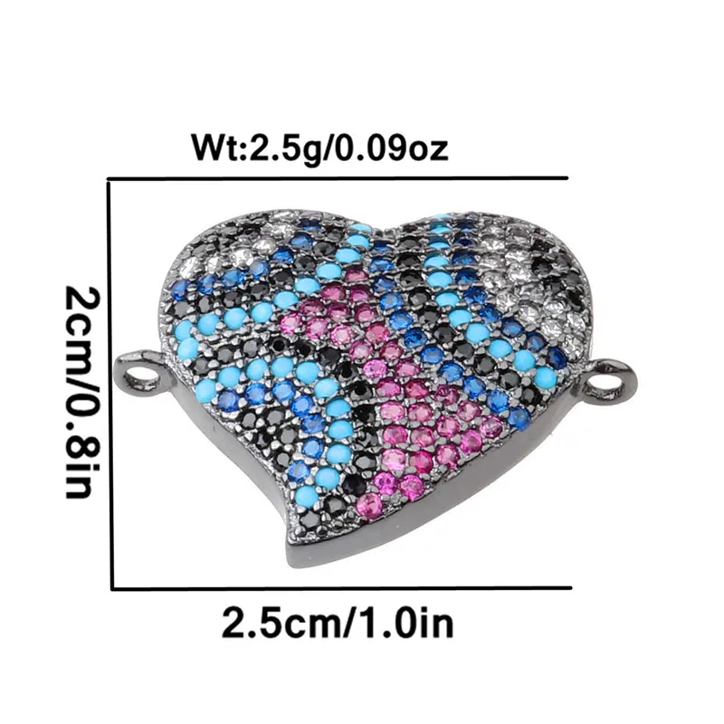Новинка Турецкая Мода кулон в виде сердца ювелирный соединитель и циркон 3 цвета