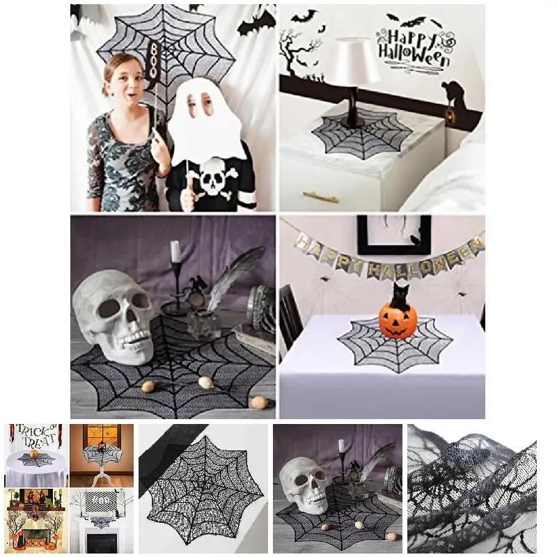 Черная сетчатая кружевная мантия паук 30 дюймов искусственная настольная ткань