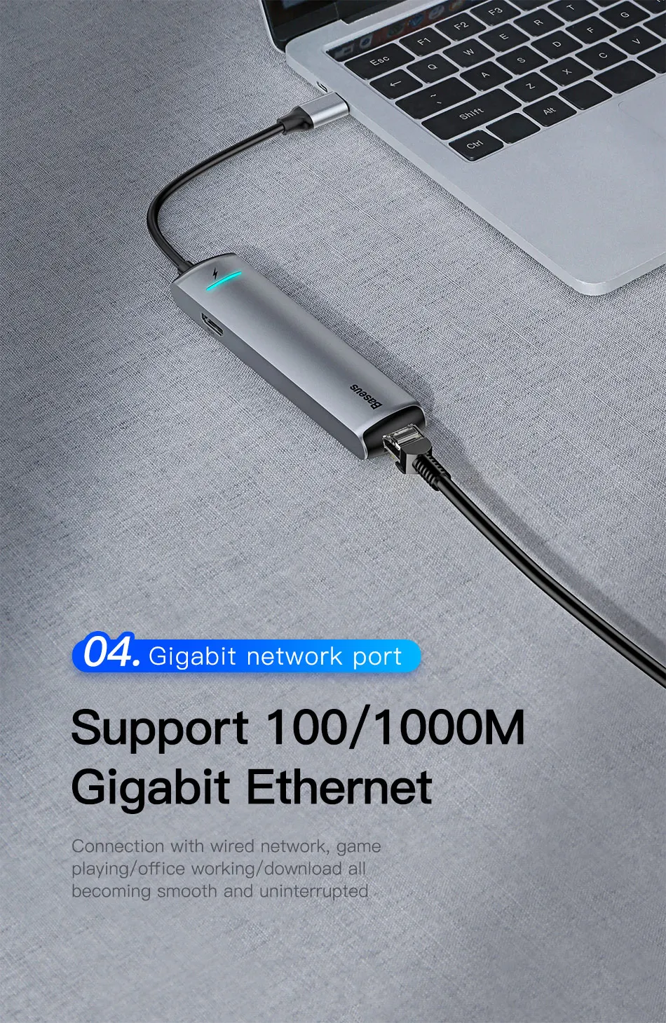 Baseus USB C концентратор Тип C концентратор HDMI Ethernet мульти USB 3,0 Порты и разъёмы Thunderbolt 3 2 Мощность адаптер для MacBook Pro Air док-станция для USB-C концентратор