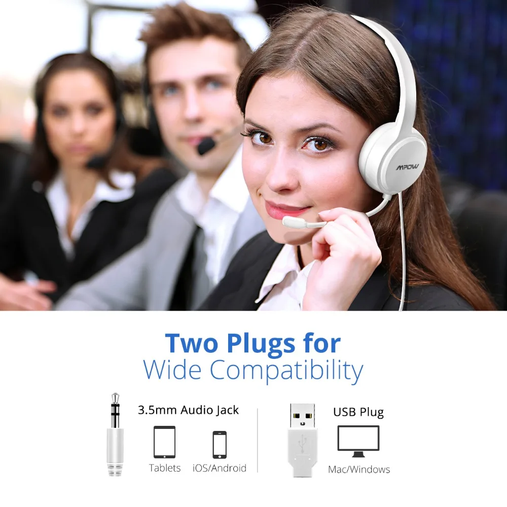 Mpow BH125 USB/3 5 мм разъем проводные наушники с микрофоном для Mac Skype колл центра