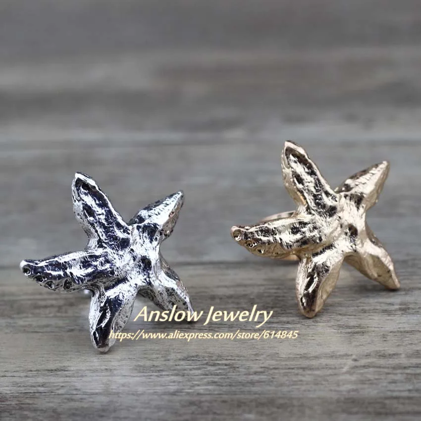 Мужское/женское регулируемое кольцо Anslow в винтажном стиле с морской звездой