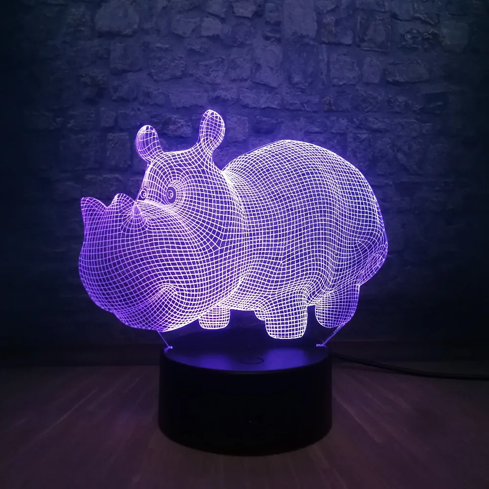 Милое детское животное Бегемот 3D USB светодиодный светильник 7 цветов Изменение градиентного стола ночные светильники Kawaii комната декоративное освещение детский подарок