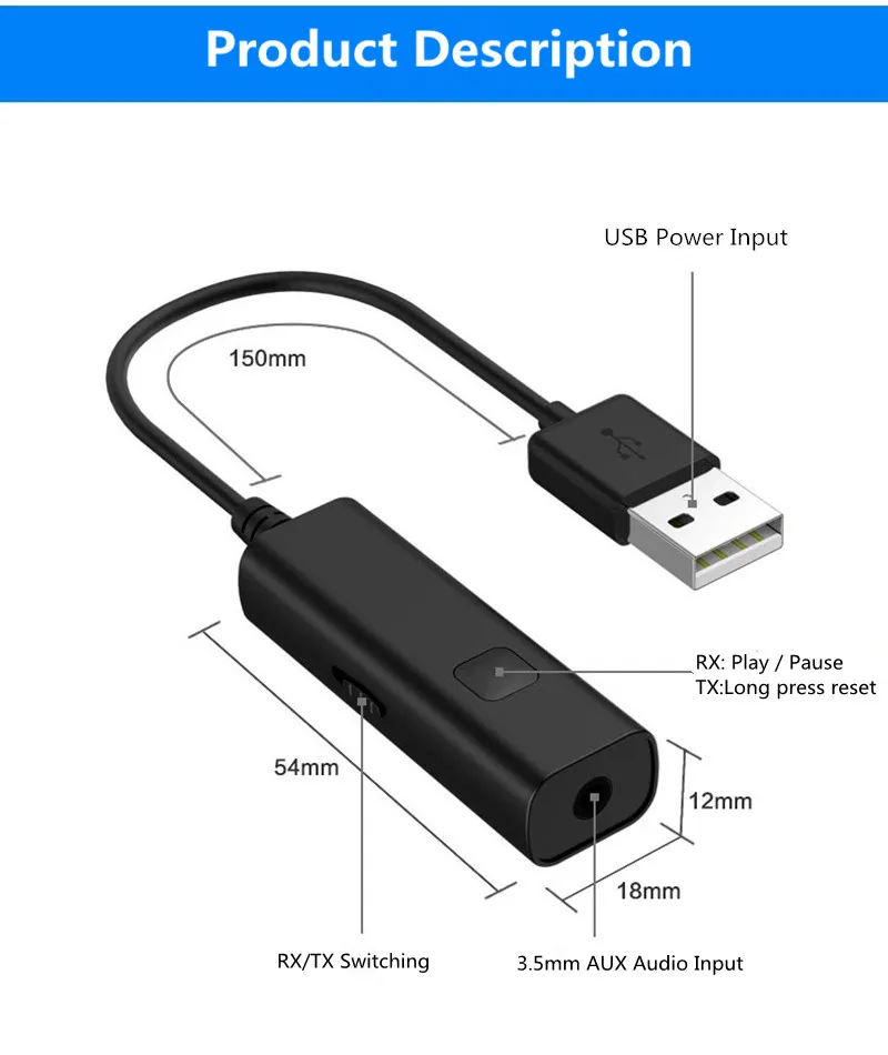 VIKEFON Bluetooth приемник передатчик аудио USB адаптер 3,5 мм AUX RCA MP3 музыкальный автомобильный комплект ТВ Беспроводной Динамик адаптер для наушников