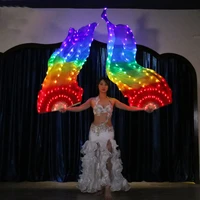 belly dance led fans length 180cm level hand props 1 pieces fans stage performance chargeable accessories rainbow strong lamps