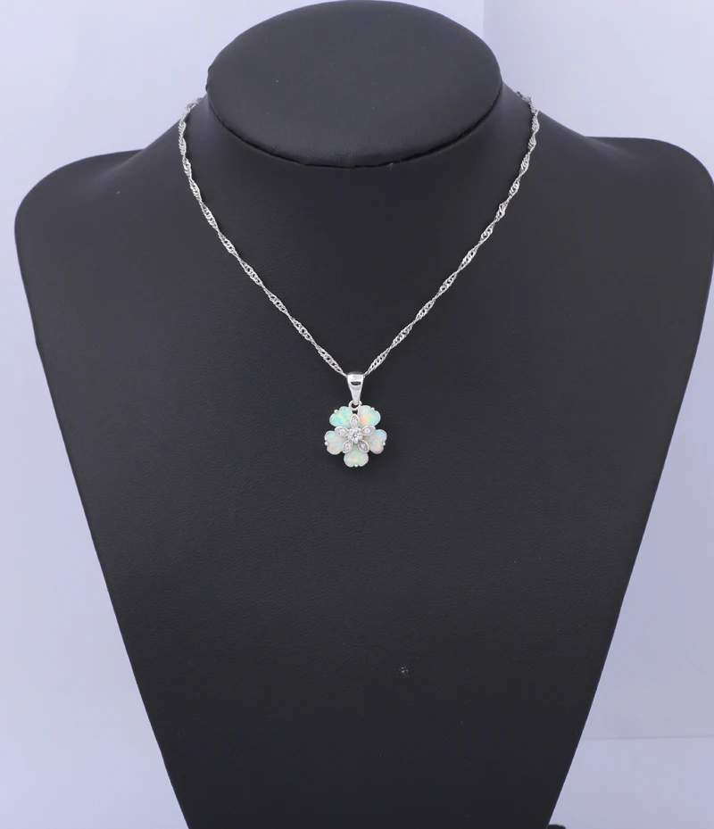 Cost price jewellery Beautiful Flower Shaped White Fire Opal Silver Stamped Retail Necklaces Pendants Fashion jewelry OP462 | Украшения и