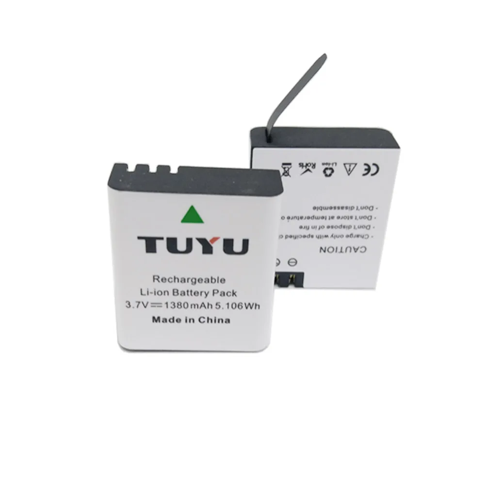 Аккумуляторная батарея TUYU для экшн камеры 1380 мАч с usb зарядным устройством Eken H9 H8R