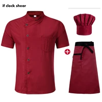 unisex high quality kitchen cooking clothes chef jacket hat apron short sleeved chef restaurant uniforms summer chef coat m 4xl