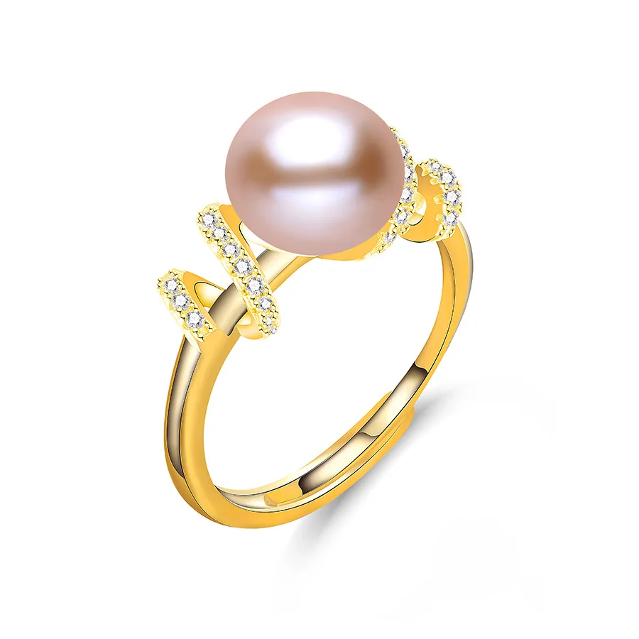 pink pearl 925 пробы серебряные кольца для женщин с высоким блеском кольцо с натуральным пресноводным жемчугом Ювелирные изделия из жемчуга модное Золотое кольцо Lindo - Цвет камня: pink pearl