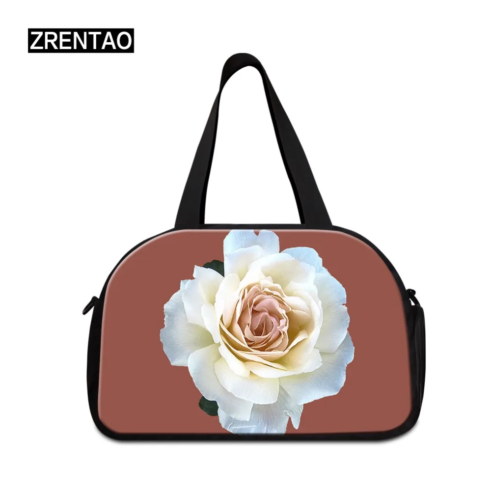 

Дорожные сумки zренao с 3D цветочным принтом для женщин, высококачественные хлопковые ручные чемоданы, спортивные сумки с карманами для обуви