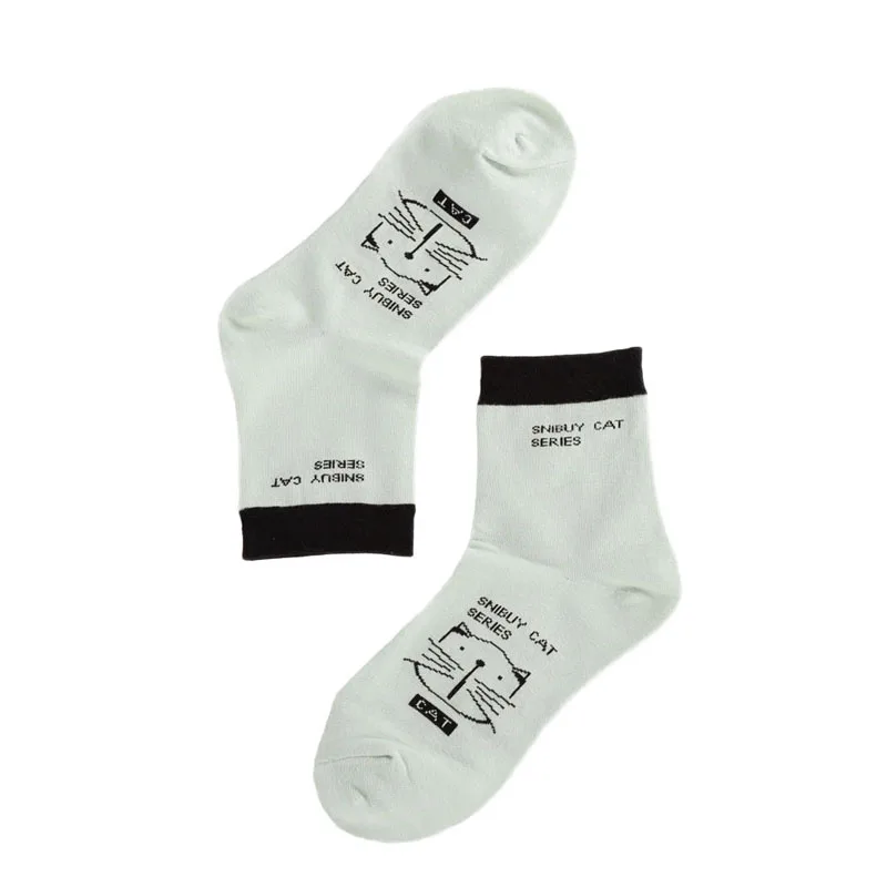 10 пар Для женщин носки смешные Осенняя мода животное кошка девушка дышащий