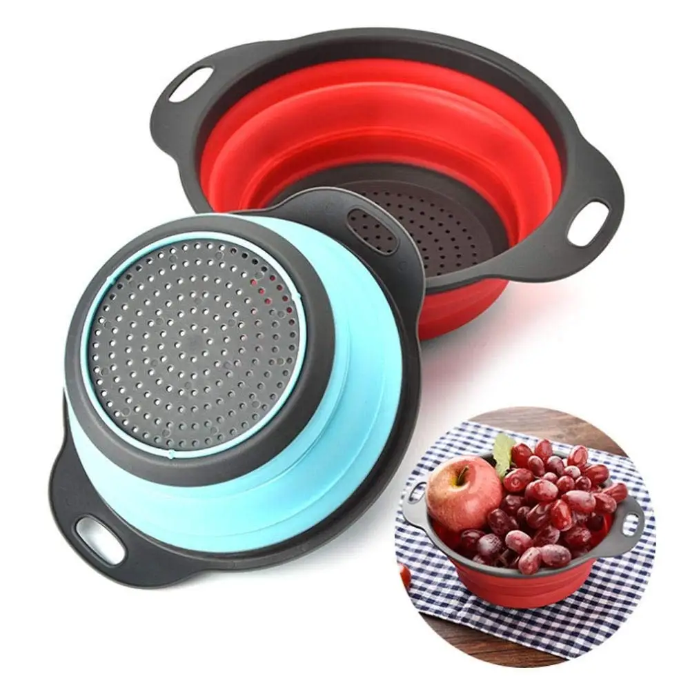 2 шт./компл. складной силиконовый пластиковый дуршлаг с ручкой сливная корзина