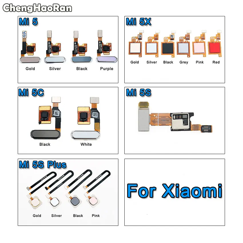 ChengHaoRan для Xiaomi mi 5 5X 5C 5S Plus mi 5 mi 5S кнопка Home сканер отпечатков пальцев Сенсорный датчик ID возврат гибкий кабель лента