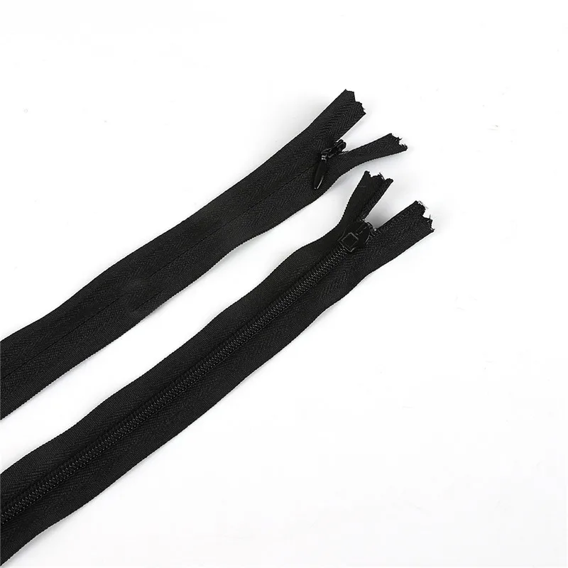 Black 10 шт., 28 см, 35 см, 40 см, 50 см, 55 см, 60 см, длинные невидимые молнии фиолетового, оранжевого, зеленого, черного цвета, нейлоновая застежка-молния для шитья одежды - Цвет: Black