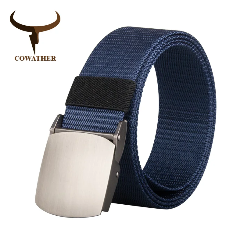 NY03blue COWATHER нейлон Мужской ремень военный Открытый тактический ремни для мужчин мужской джинсы ремень Роскошная повседневная мужской пояс 110 130 150 170 см - Цвет: NY03blue
