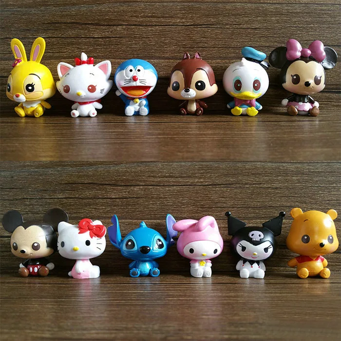 Игрушки Disney 12 шт./компл. классические Мультяшные фигурки Микки Минни Маус Стич