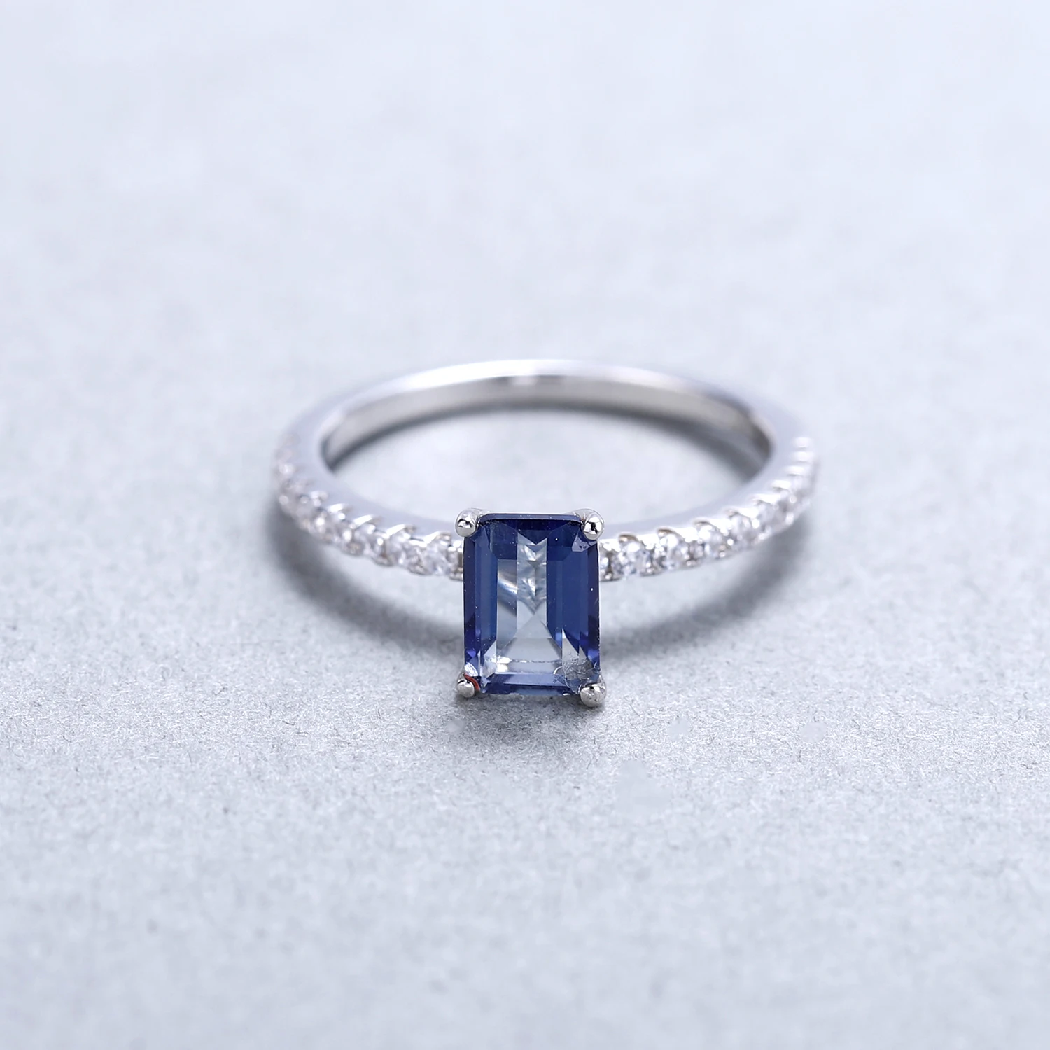 Gem's Ballet 1.15Ct натуральный иолит синий мистик кварц 925 пробы серебро обручальные кольца для женщин ювелирные украшения