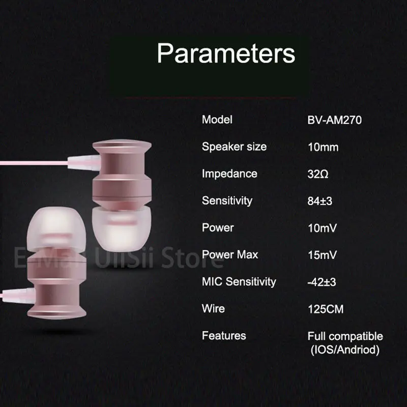 Оригинальные Beevo EM270 наушники-вкладыши с микрофоном и регулировкой громкости