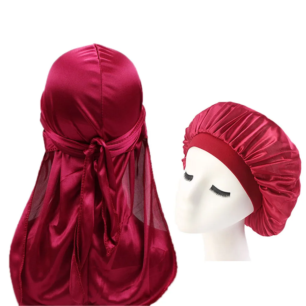 Durags и Bonnets подходит для мужчин женщин длинный хвост шелковистый дюраг капот пары