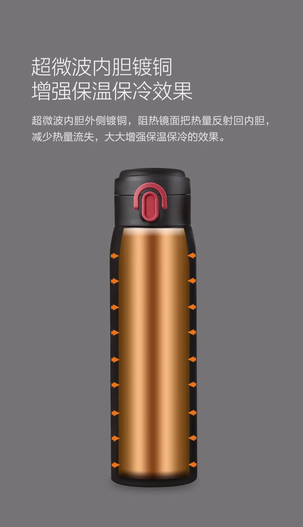Xiaomi VIOMI нержавеющая сталь Вакуумная чашка 24 часа термос чашка 480 мл одной рукой на/закрыть парные чашки