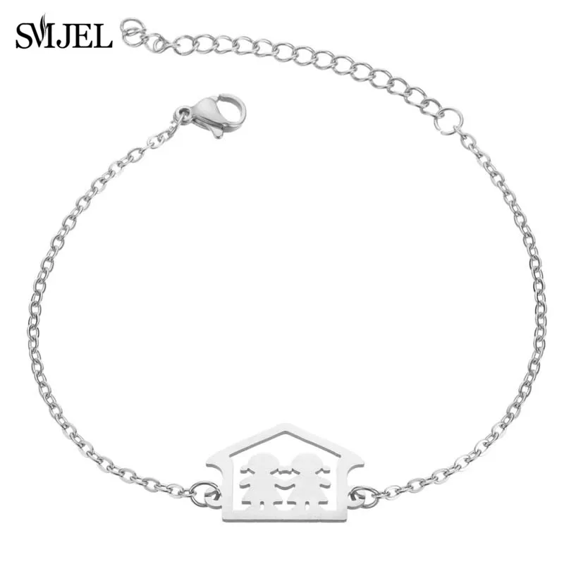 Sister love bracelet SMJEL, ожерелье из нержавеющей стали для мамы и ребенка, набор, ожерелье для мамы и мамы, серьги для детей, ювелирные изделия для детей, Прямая поставка - Окраска металла: Sister love bracelet