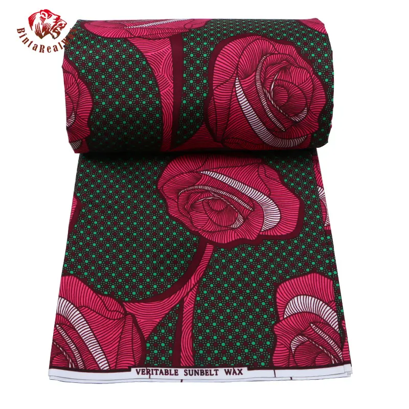 Bintarealwax 6 цветов африканская ткань розовый узор материал из Анкары и полиэстера