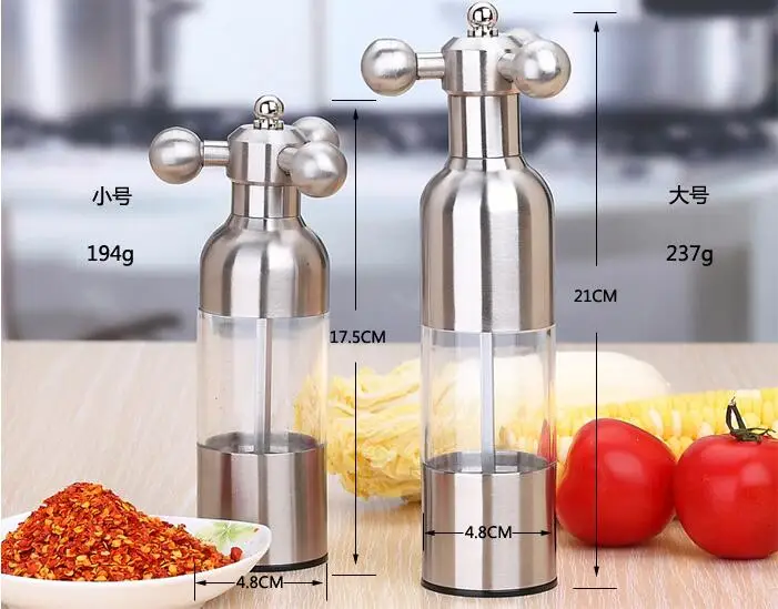 

Stainless Tap Spice Salt Pepper Mill Manual Hand Rotated Pepper Salt Grinder Bottle