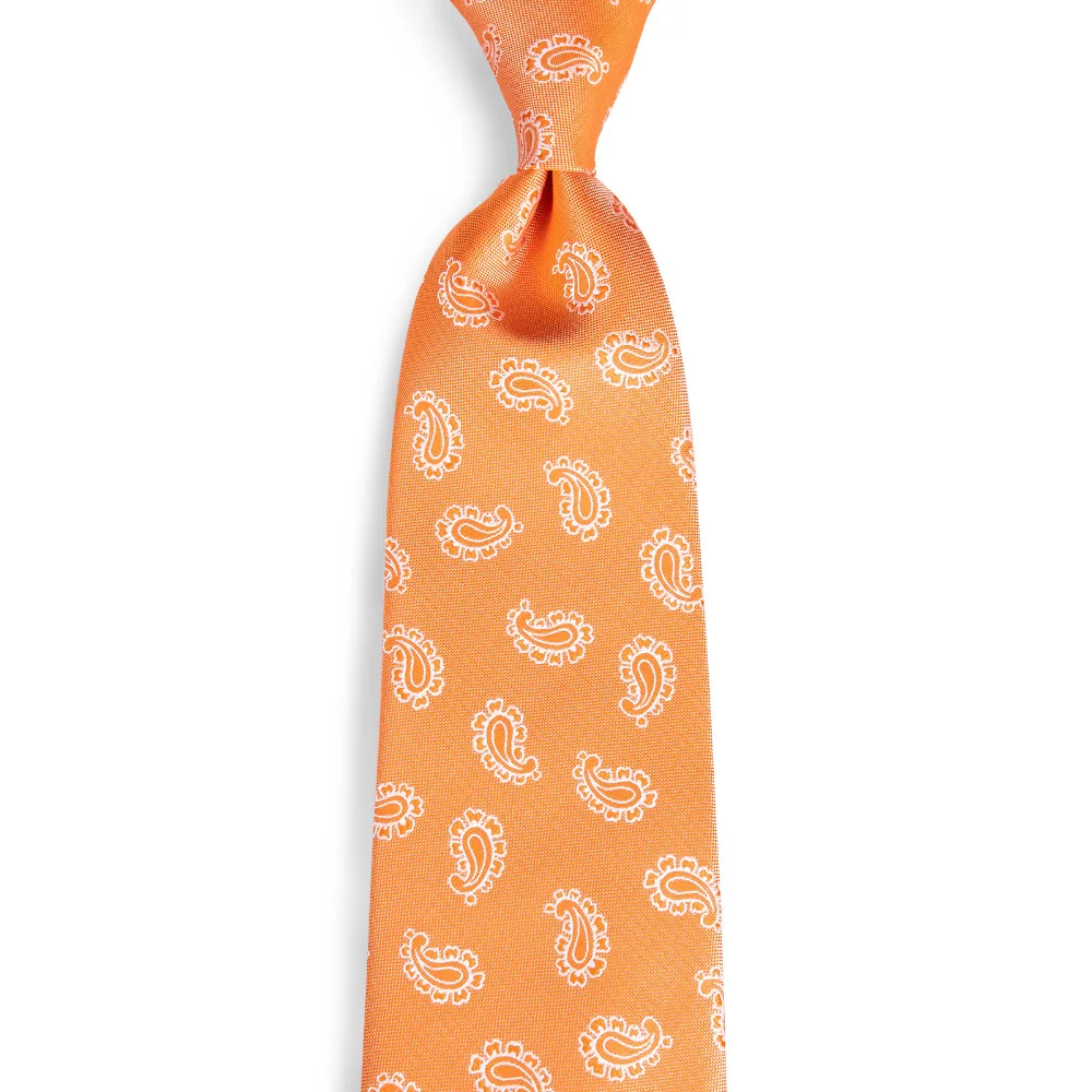 Мужские классические галстуки DiBanGu 8 см модные оранжевые типы с пейсли из 100% шелка
