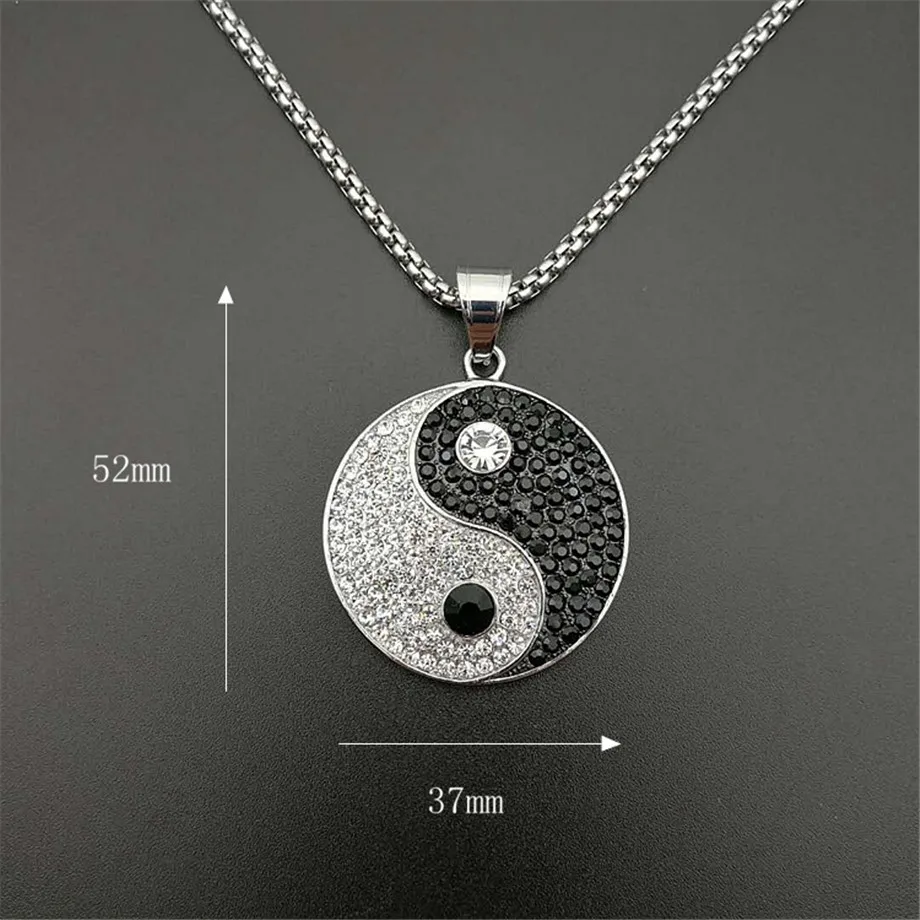 Мужские Подвески Yin Yang Tai Chi серебристые круглые ожерелья из нержавеющей стали с