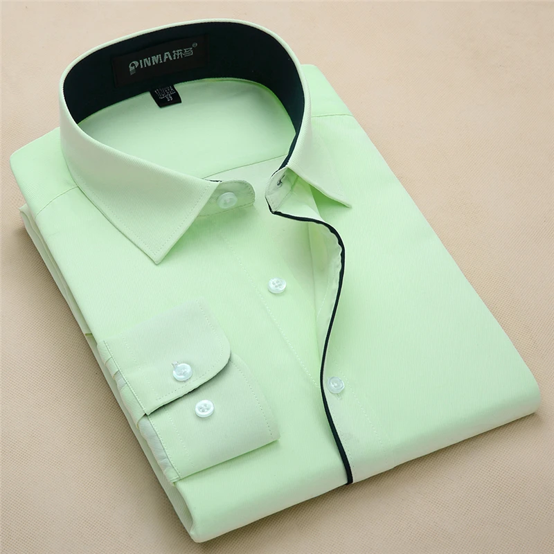 Рубашка мужская приталенная однотонная с длинным рукавом 4XL YN258|designer mens dress