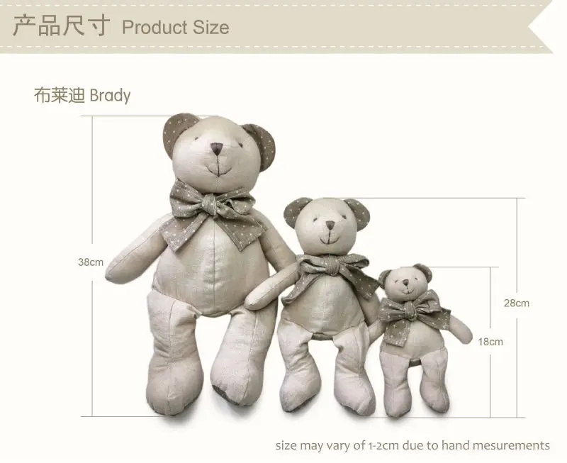 Роскошная ручная работа хлопок лен плюшевый мишка ткань кукла толстый Круглый