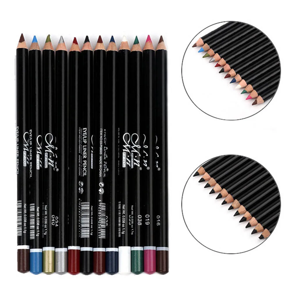 12 Pcs/Set Eyeliner Pencils Waterproof Eyebrow Lipsticks Lip Liner Pen Cosmetics Eyes Makeup Tool OR88 | Красота и здоровье