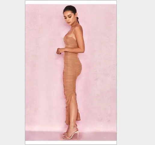 Женское кружевное вечернее платье на бретельках облегающее до щиколотки с