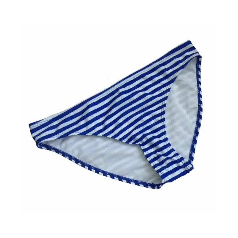 Новые летние купальник женский раздельное бикини комплект в синюю полоску с