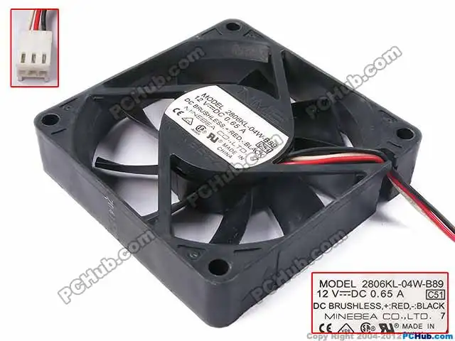 

NMB-MAT 2806KL-04W-B89 C51 DC 12V 0.65A 70x70x15mm Server Cooling Fan
