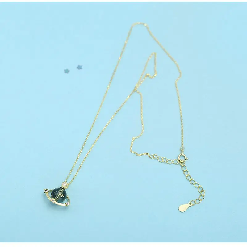 Silvology 925 Sterling Silver Colored Glass Necklace Blue Crystal Universe Japan Style Pendant For Women 2019 Jewelry |