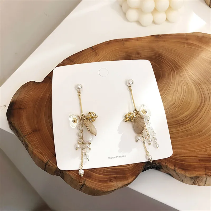 Женские серьги капельки ears high с искусственным жемчугом и кристаллами в виде