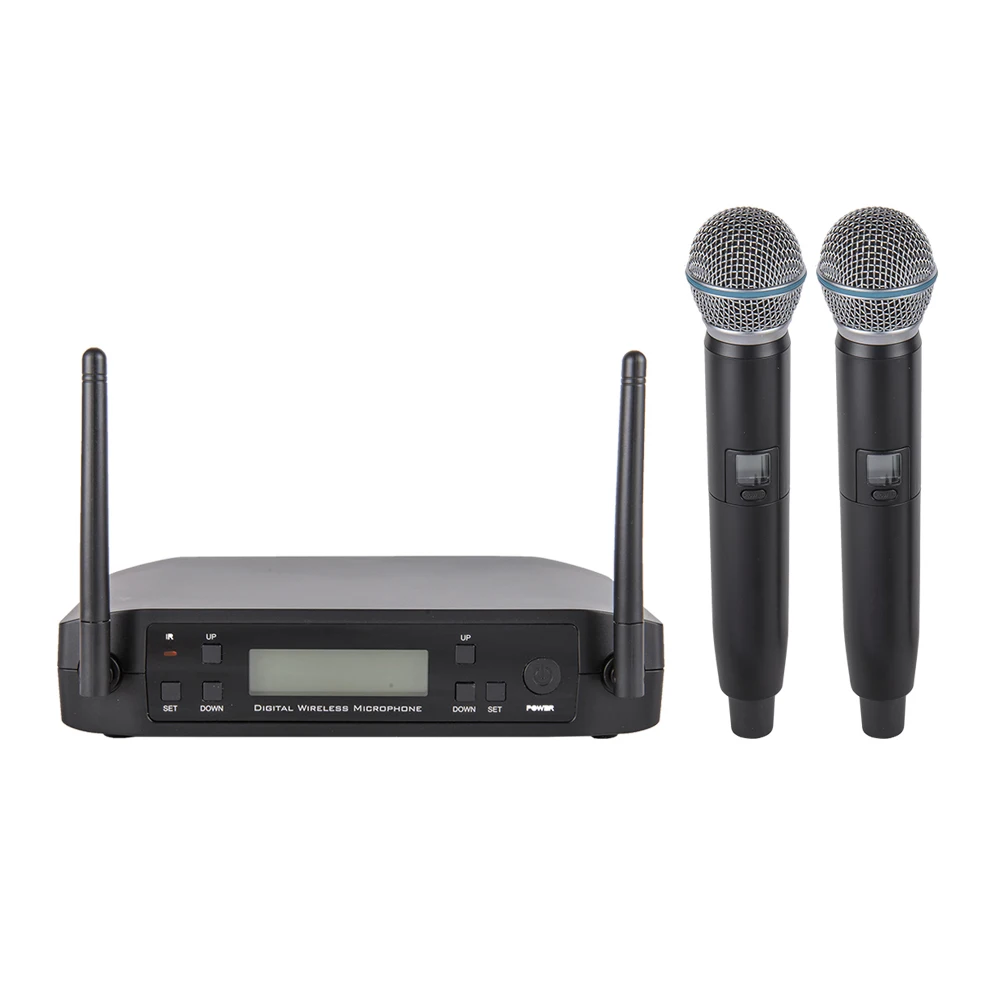 WM220 UHF Длинный диапазон двухканальный 2 ручной микрофон передатчик