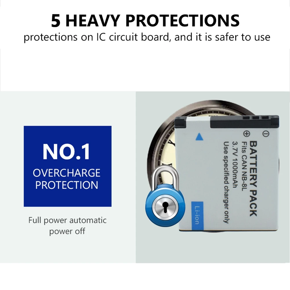 Литиевые 3,7 V 1000mAh перезаряжаемые батареи SLR NB-8L литий-ионный Powershot A3300 A3200 IS A1200 A3000 для камеры Canon