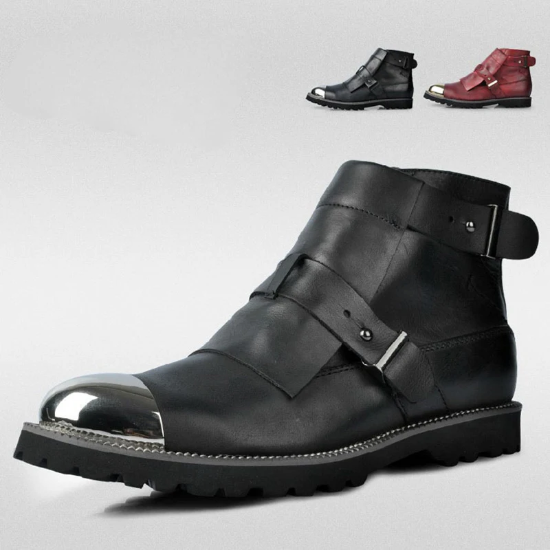 Мужская обувь из натуральной кожи Chaussure с цепочкой и металлическими