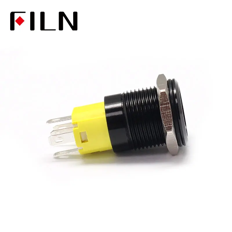 16 мм 12 В LED черный металлический кнопочный переключатель приборной панели