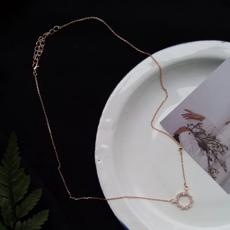 Корейская мода цепочка розового золота и серебра кубический цирконий Круглый