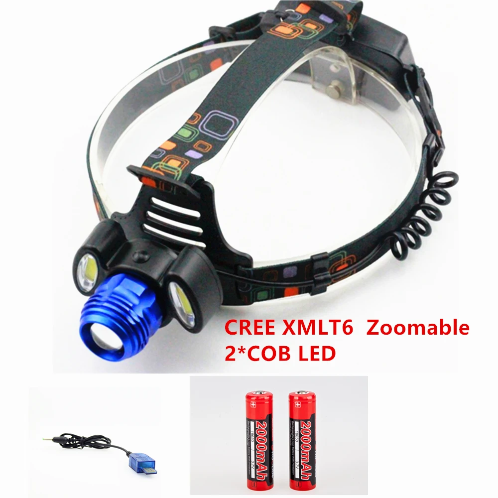 Shuo Li De 1300 люмен USB Перезаряжаемый светодиодный фонарь CREE XMLT6 + 2COB фара|head lamp|headlamp