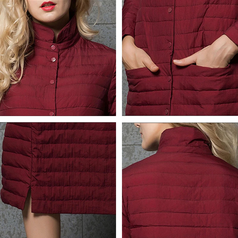 

Outdoor Lightweight long white duck down jacket collar over the knee down jacket for Women 005