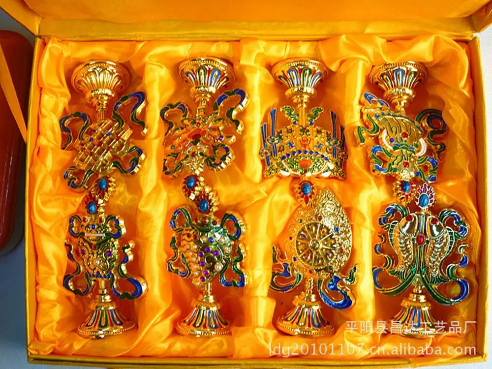 4 дюймовые восемь ярких орнаментов набор буддийских алтарных подношений