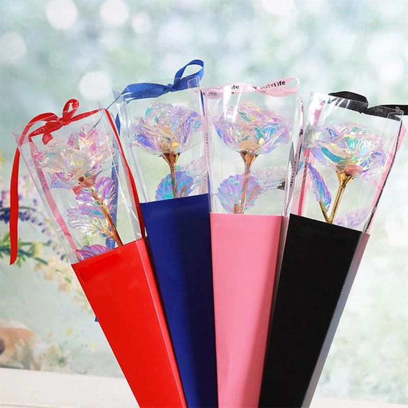 24 K золото вечный цветок лепесток с подарочной коробкой для свадьбы День Святого