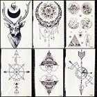 Очаровательная черная луна, временная карандаш для татуировки, наброски, браслет Олень, очаровательные женские тату-наклейки, компас, подвеска, фальшивые татуировки, ручная Мужская