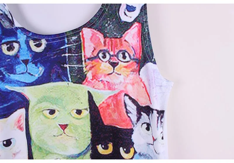 Модное женское мини-платье со множеством кошек летние платья для девочек